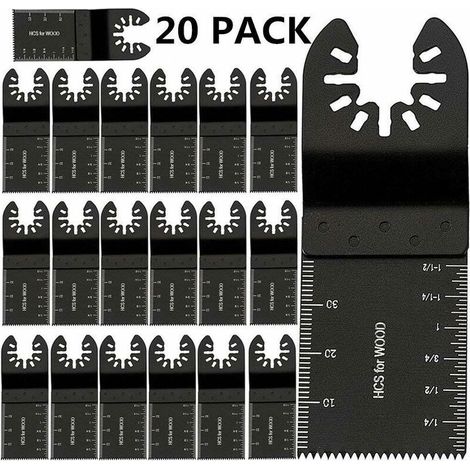 Lot de 20 Lames de Scie Oscillantes Universelles, multitool plus 34 mm Lame Outil Multifonction Précision À libération rapide Lames de scie oscillantes Pour Bosch Bois Plastique Métal Clous, Ensoleill (1/5)
