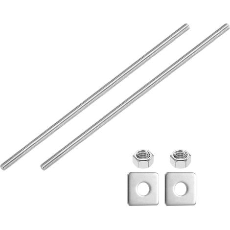 2pcs Tige Filetée Complète 3/8"-16 UNC, 300mm/11.8" Tiges Filetées à Mouvement Linéaire Droite Acier Inoxydable 304 avec Écrous Hexagonaux Rondelle Carré pour Serre-Joint U-Boulon (1/5)