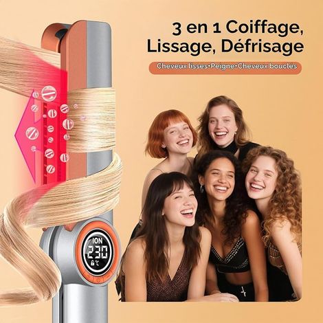 Hair Straightener, Straightener, Wide Hair Straightener, 2 in 1 Hair Curler with Comb, Hair Plate 5 Temperatures, Hair Straightener, Dual Voltage Travel LCD (1/4)