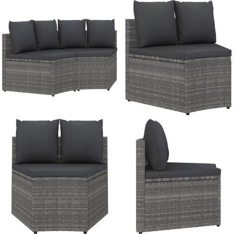 Salon de jardin 2 pcs avec coussins Résine tressée Gris - Canapé salon jardin - Canapé en résine tressée (1/5)