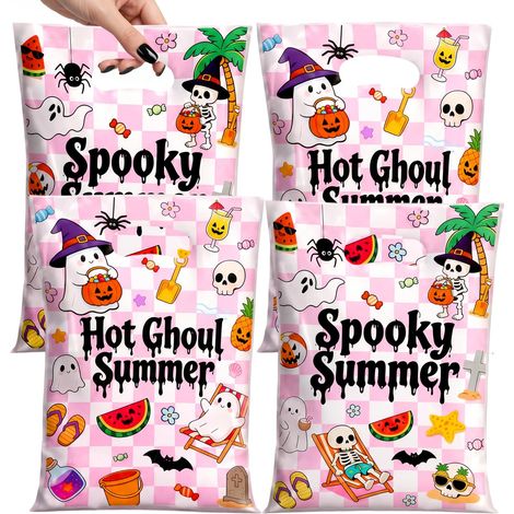 Lot de 50 pochettes de friandises Hawaii estivales en plastique portable, sac de fête Halloween pour enfants (1/5)