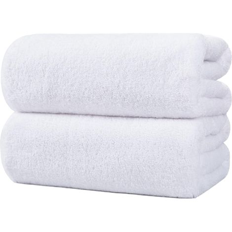 Lot de 2 Draps de Bain en Microfibre - Séchage Rapide - Blanc - 88,9 x 177,8 cm (1/5)