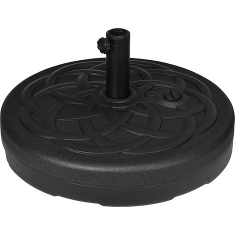 Pied de parasol base de lestage à remplir de sable ou d'eau Ø 56 x 30,5H cm noir, idéal pour stabiliser votre parasol de jardin ou de balcon, adapté à une utilisation extérieure résistante aux inte...