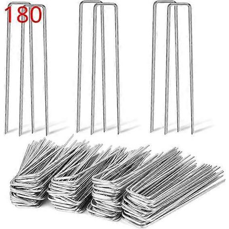 180 lot Galvanized Landscape Staples pour jardin et Lawn U Shaped Nails pour Weed Control tissu Ground Stakes (1/5)