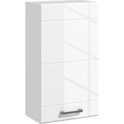 Meuble de Salle de Bain, Monté au Mur, Étagères Réglables, Blanc éclatant (1/5)