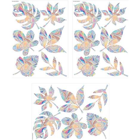 Set mit 3 farbenfrohen Fensteraufklebern: Sonnenfänger, Regenbogenprisma, Blätter, elektrostatische PVC-Glasaufkleber (1/5)