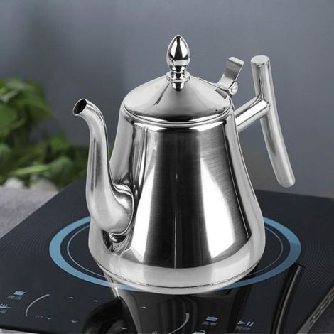 Théière Inox 1L Double Paroi, Avec Infuseur, Pour Ménage Hôtel Café Restaurant (1/5)