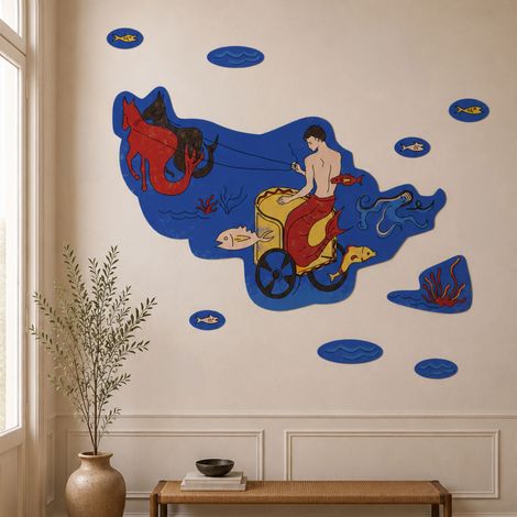 Décor papier peint préencollé Cenaryo, Neptune, par Atelier Félicita, version polychrome (1/4)
