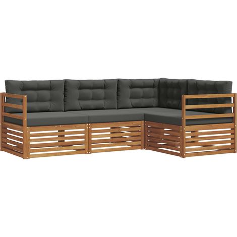 vidaXL  Outdoor Sofa Set  with Cushion 4 pcs Natural and Anthracite
