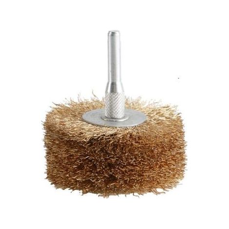 Brosse métallique rotative en laiton en forme de T, de 75 mm de long, pour le nettoyage, l'ébavurage, le dérouillage et le polissage des surfaces métalliques. (1/5)