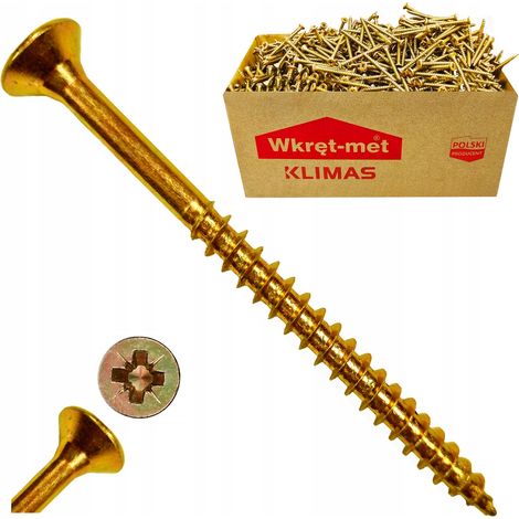 Vis Bois Trempées Klimas, 6 x 120 mm, Tête Fraisée PZ2, Zinguées, Boîte 100 Pièces (1/5)