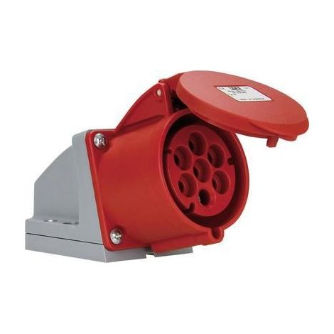 Enchufe fijo 32A 7P 400V rojo IP44 127-6V