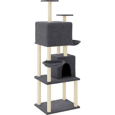 Torre para muebles de árbol para gatos, juguete para trepar, rascador, plataforma para trepar con postes rascadores de sisal oscuro, 180 cm, gris 020022688 (1/5)