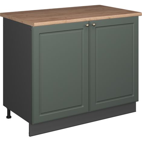 Spülenunterschrank Fame-Line, Grün-Gold Landhaus/Anthrazit, 100 cm, AP Eiche, Vicco (1/5)