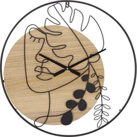 Horloge Murale en Métal "Elegant" 60cm Naturel & Noir