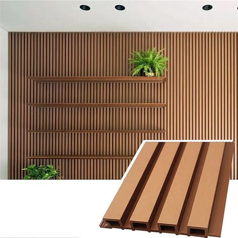 Listoni WPC Elegant 15m² per rivestimenti colore Teak listone co-estruso 219x2200mm spessore 26mm (1/5)