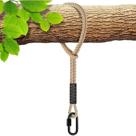 Hammock Tree Swing Hanging Strap with Carabiner, 3M Hanging Polyester Rope for Outdoor Tree Chair Games Accessories, Up to 2500lbs, 10mm Diameter, Off-White (1/5)
