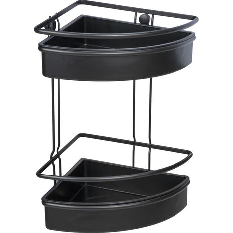 Wenko MOLINELLA étagère noire deux niveaux acier inoxydable (1/5)