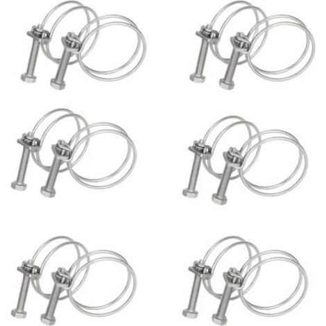 Fascette stringitubo in acciaio inox 304, a doppio filo, fissaggio robusto per tubi e cavi, colore argento, 19-25 mm (12 pezzi) (1/4)