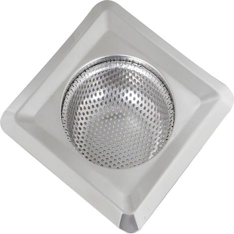 Scarico a pavimento quadrato perforato da 11,5 cm, filtro per lavello da cucina in acciaio inox (1/5)