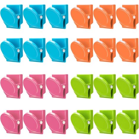 Clips Magnétiques - Métal Robuste - Pour Réfrigérateur Tableau Blanc Casier - 24 Pièces - 4 Couleurs (1/5)