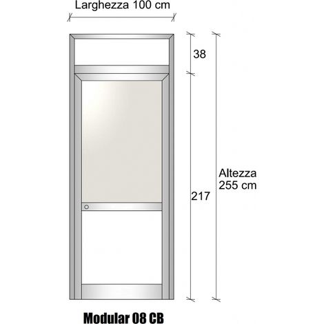 Modulo Iniziale/Finale Parete Divisoria in Alluminio Vetro Opale e Bachelite con Porta - H2550xL1000 mm - Colore Marrone Mix ITALFROM (1/4)