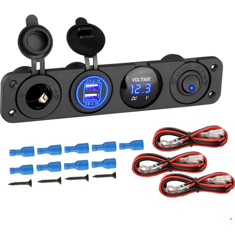 BEBUSINGOTO Tragbares Autozubehör, 4-in-1-Marine-Schalttafel, 12V 4,2A Dual-USB-Steckdose mit LED-Voltmeter und Zigarettenanzünder (1/5)