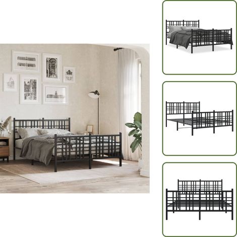 Letto in acciaio - vidaXL Giroletto con Testiera e Pediera Metallo Nero 120x190 cm - Letto robusto