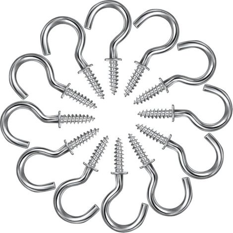 Packing with 120 Metall-Schraubhaken für Tassen, Kleiderbügel mit Schrauben, Deckenhaken, Schraubhaken für Schränke, zum Aufhängen von Tassen, Schlüsseln, für den Innen- und Außenbereich (silber, 1.27 (1/5)