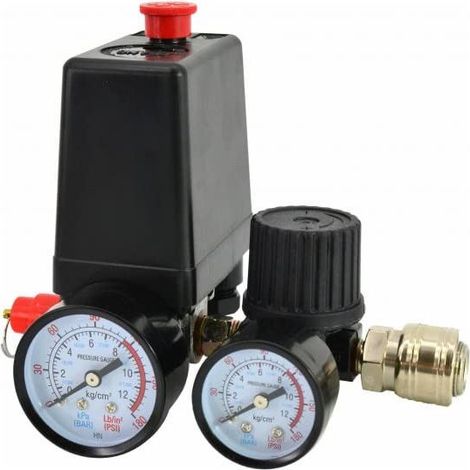 Pressostat de compresseur 230 V – 1 entrée 1/4" – Pression max. 12 bar – Régulation 3-12 bar – Compatible avec compresseurs standards