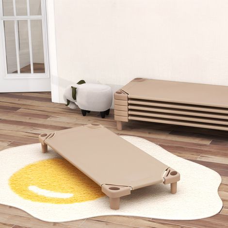 COSTWAY Stackable Daycare Cot Toddler Daycare Rest Mat w/Easy Lift Corner-Coffee (1/5)