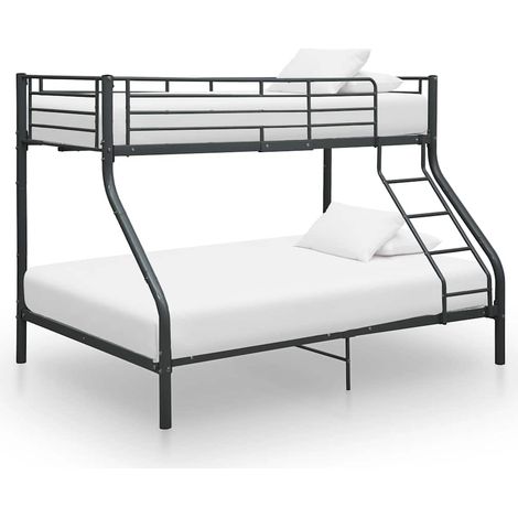 Cadre de lit superposé en métal noir avec échelle, 90 x 200 / 140 x 200 cm, sans matelas - PANGIVO (1/5)
