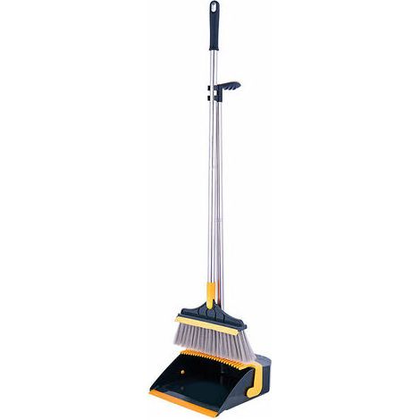 royaluxe - Ensemble balai et pelle à poussière avec manche long extensible, combiné de nettoyage vertical et léger pour hall d'entrée de bureau de cuisine à domicile (vert et jaunâtre) (1/3)