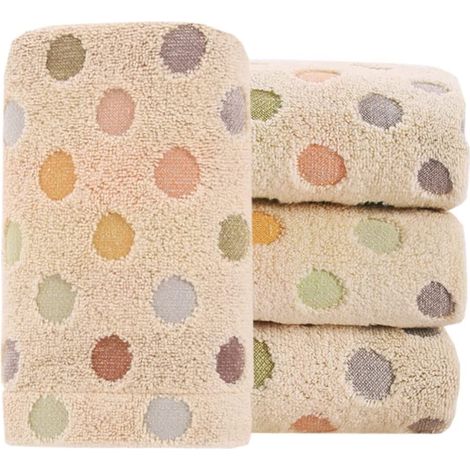 Serviettes de toilette en coton à pois colorés, douces et absorbantes, 35 x 75 cm, lot de 4 (1/5)