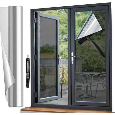 Film Miroir pour Protection de la Vue, Film de Fenêtre pour Protection Solaire Intérieur, Film Pare-Soleil UV pour Fenêtres, Film Miroir Autocollant, pour Maison/Bureau ((60 200)) (1/5)
