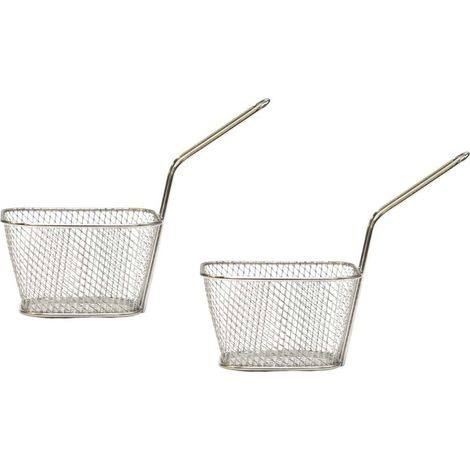 Set de 2 paniers de présentation pour frites en fer style bistrot (18x13,3cm) (1/4)