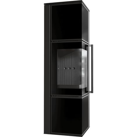 Kaminofen aus Stahl KRATKI TORA/M 8 kW Ø 150 Schwarzes Glaspaneel schwarz Verkleidung (1/5)