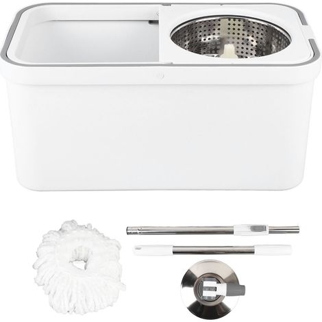 Seau à franges essoreuse avec essoreuse intégrée, système de nettoyage des sols à 360° avec tête de balai en microfibre pour le nettoyage des sols. (1/5)