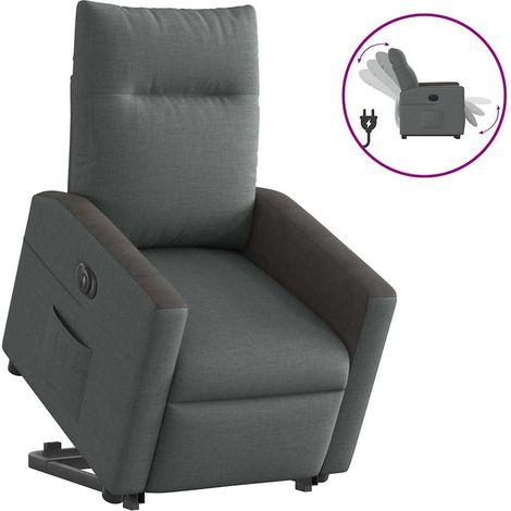 Relaxsessel mit Aufstehhilfe Elektrisch Dunkelgrau Stoff