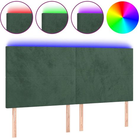 Tête de lit,Panneau décoratif à LED Vert foncé 180x5x118/128 cm Velours CFW2500473 (1/5)
