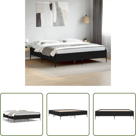 vidaXL Metall Bett - Bettgestell Schwarz 180x200 cm Holzwerkstoff und Metall (1/5)