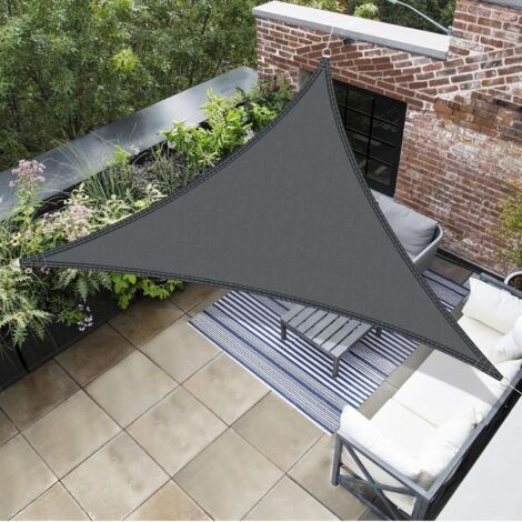 QORVA-Voile d'ombrage triangulaire gris foncé imperméable 3 x 3 x 3 m - Tissu anti-UV, idéale pour les patios, jardins et extérieurs. (1/5)
