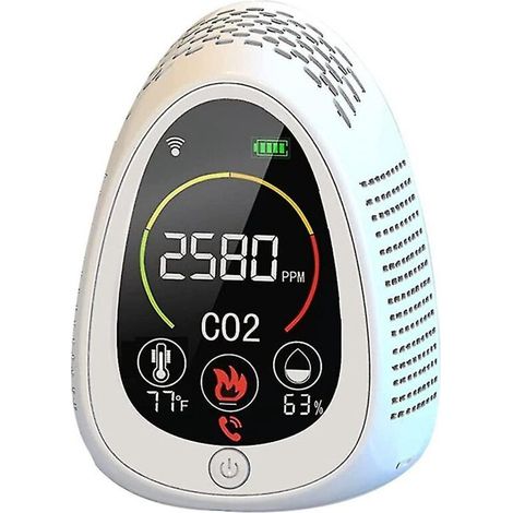 Tuya 5-in-1 Luftqualitätsmonitor, fotoelektrischer CO2-Detektor, Brandmelder, CO2-Thermometer - Crezuo