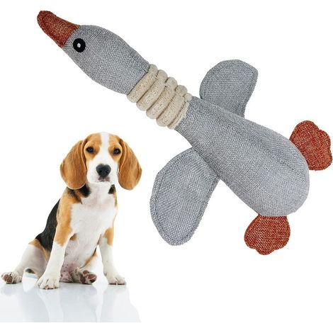 Jouets couineurs pour chiens de petite et moyenne taille, jouet en peluche doux pour chien, jouets pour chiots pour des dents propres et un entraînement (gris) (1/4)