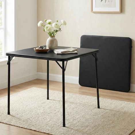 FurnitureR FERN Folding Picnic Table 86cm Square Portable Dining Table for Camping BBQ Garden Indoor Outdoor, Black (1/5)