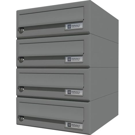 JU Hausbrieffachanlage 4-teilig, 300 x 440 x 380 mm, Stahl grau RAL 9007 (1/3)