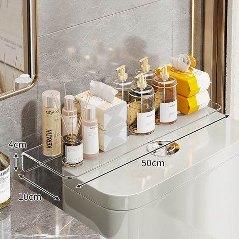 Aufbewahrungsregal über der Toilette, schmales Acrylboard 50x10 cm für kleine Räume, wandmontierte Halterung ohne Zubehör-lsw