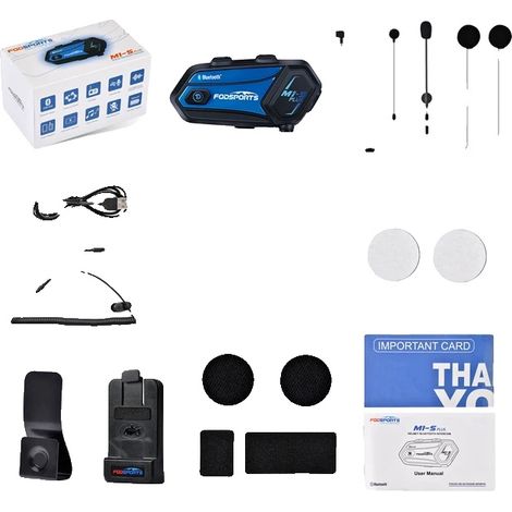 Intercom de casque, Bluetooth 5.0, Partage de musique, un ensemble (1/2)