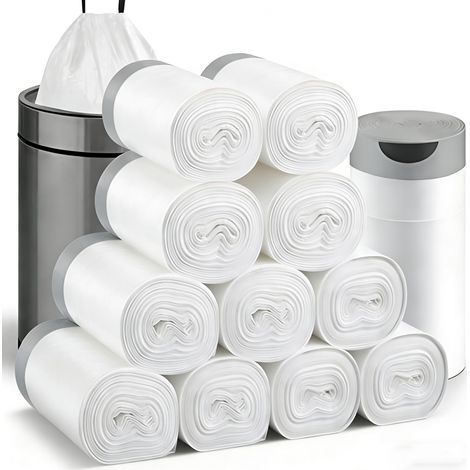 Sac Poubelle 50L avec Liens Coulissants, 180 Sacs (12 Rouleaux), Résistants (1/5)