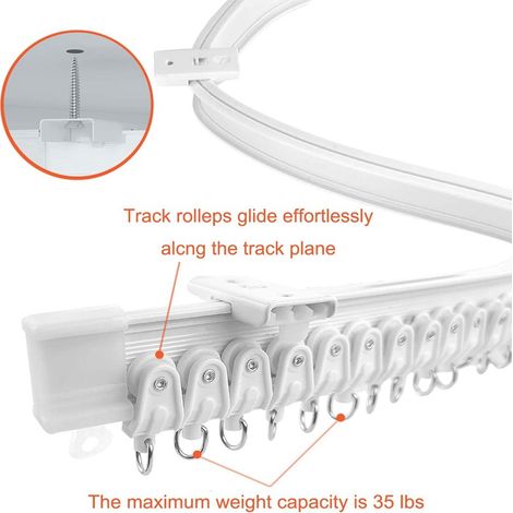 3-meter white curtain track set with pulleys and mounting brackets available in stock. (1/5)